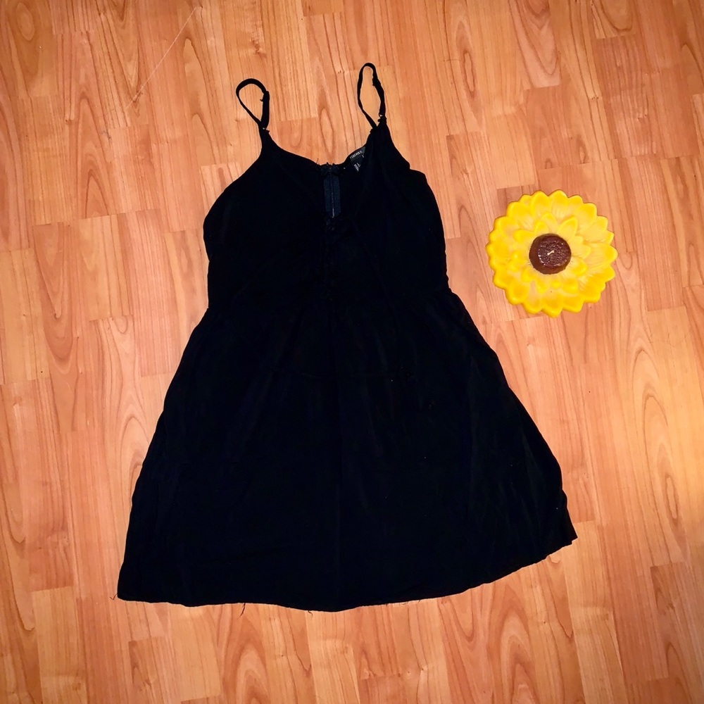 Forever 21 Black Lace Up Dress